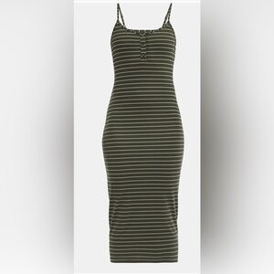 No Boundaries Forest Green and Beige Striped Tank